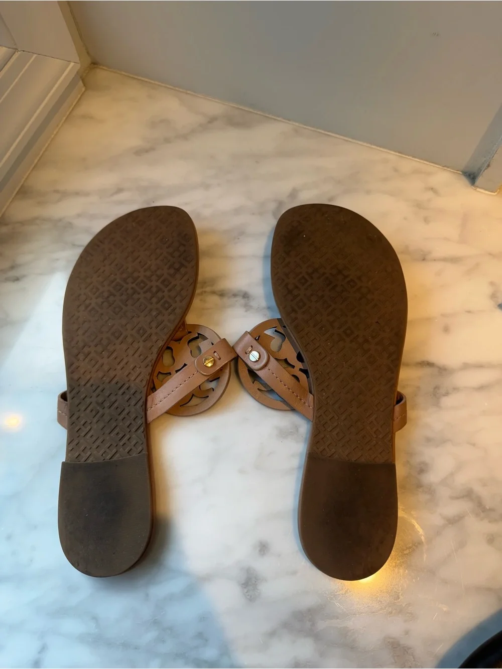 Tory Burch Tan Leather Miller Sandals